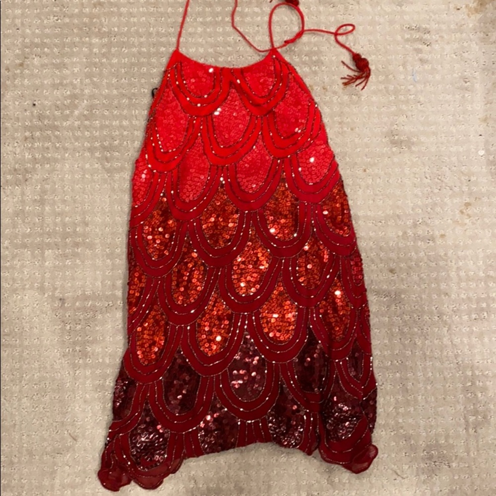 NBD red sequin dress